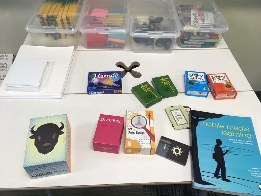 Games and supplies to inspire innovative design. Not pictured: pizza to inspire the same.